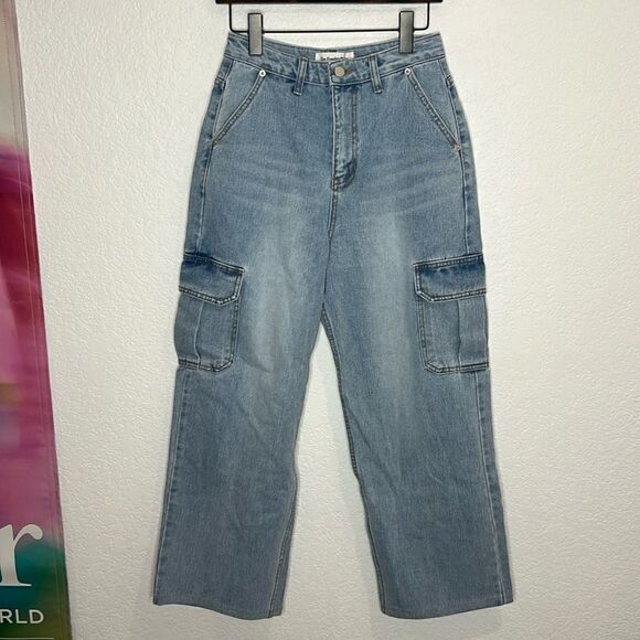 NWT The Frankie Shop KAI CARGO DENIM PANTS - Worn Wash - Small - Picture 2 of 16